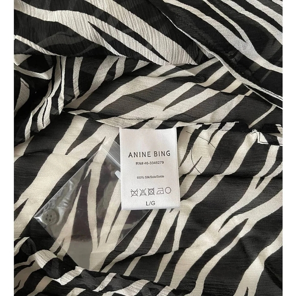 ANINE BING Arrow Shirt in Cream Zebra Size L - Picture 4 of 4